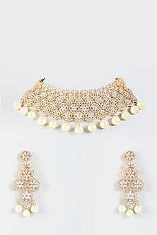 Gold Finish Zircons Necklace Set