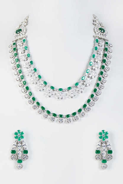 White Finish Zircon Necklace Set