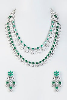 White Finish Zircon Necklace Set