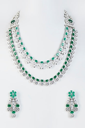 White Finish Zircon Necklace Set