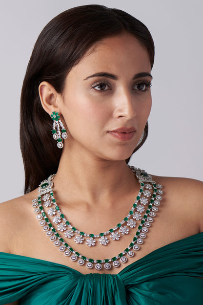 White Finish Zircon Necklace Set