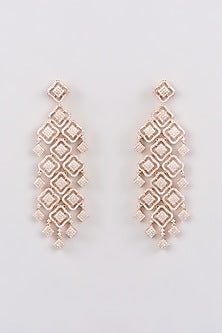 White Finish Zircon Dangler Earrings