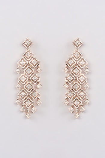 White Finish Zircon Dangler Earrings