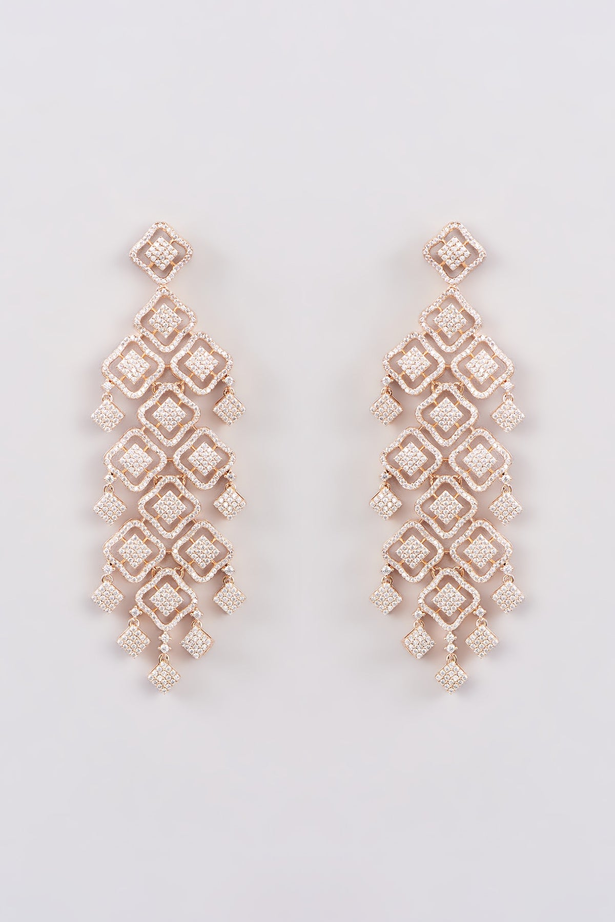 White Finish Zircon Dangler Earrings