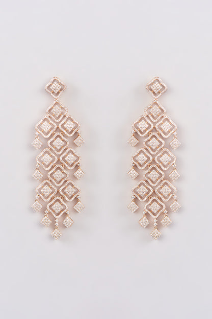 White Finish Zircon Dangler Earrings