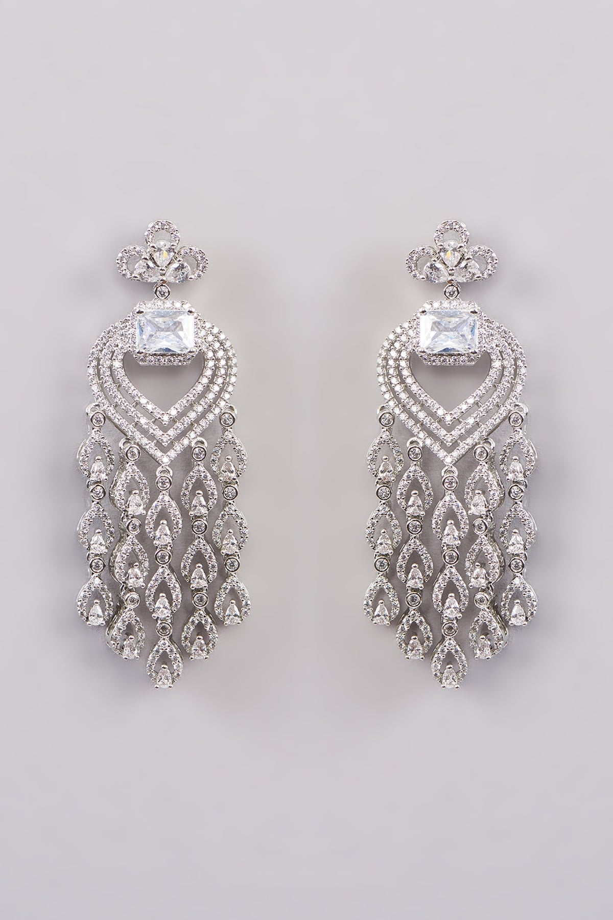 White Finish Zircon Dangler Earrings