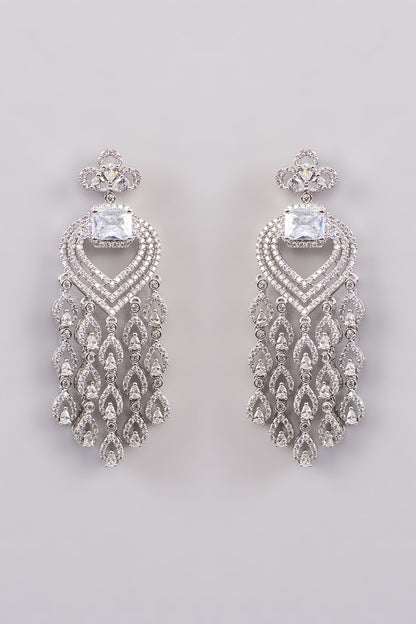 White Finish Zircon Dangler Earrings