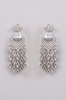 White Finish Zircon Dangler Earrings