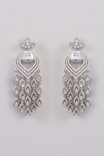 White Finish Zircon Dangler Earrings