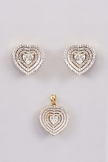 Gold Finish Zircon Pendant Set