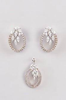 White Finish Zircon Pendant Set