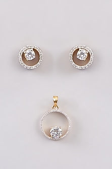 Gold Finish Zircon Pendant Set