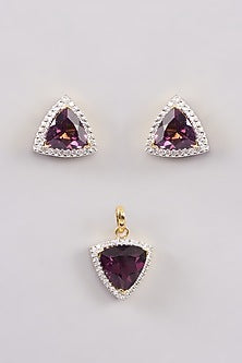 Gold Finish Zircon Pendant Set