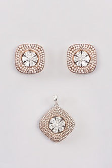 Rose Gold Finish Zircon Pendant Set