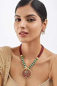 Gold Finish Kundan Polki Mala Set