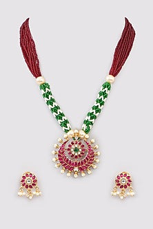 Gold Finish Kundan Polki Mala Set