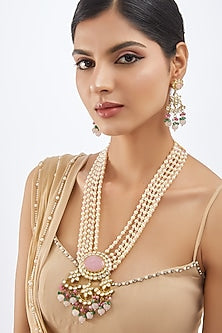 Gold Finish Kundan Polki Mala Set
