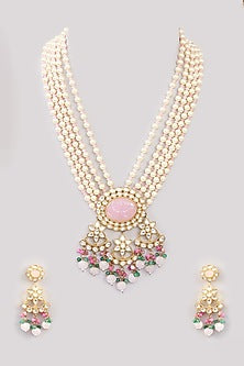 Gold Finish Kundan Polki Mala Set