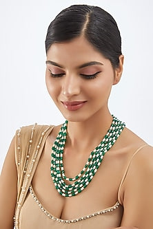 Green & White Beaded Mala