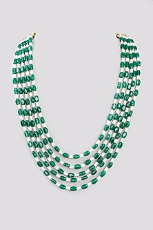 Green & White Beaded Mala