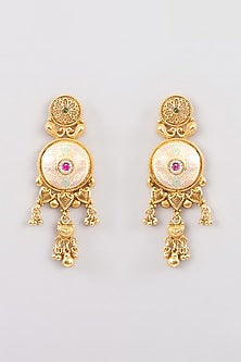 Gold Finish Meenakari Temple Necklace Set