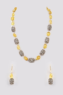 Gold Finish Zircon & Beaded Mala Set