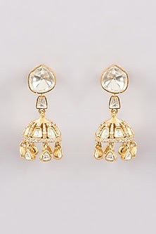 Gold Finish Moissanite Polki Necklace Set