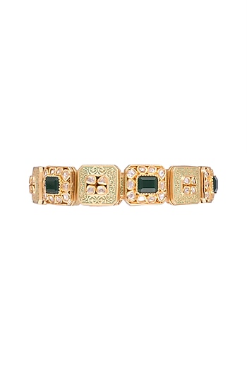 Gold Finish Meenakari Openable Kada Bangle