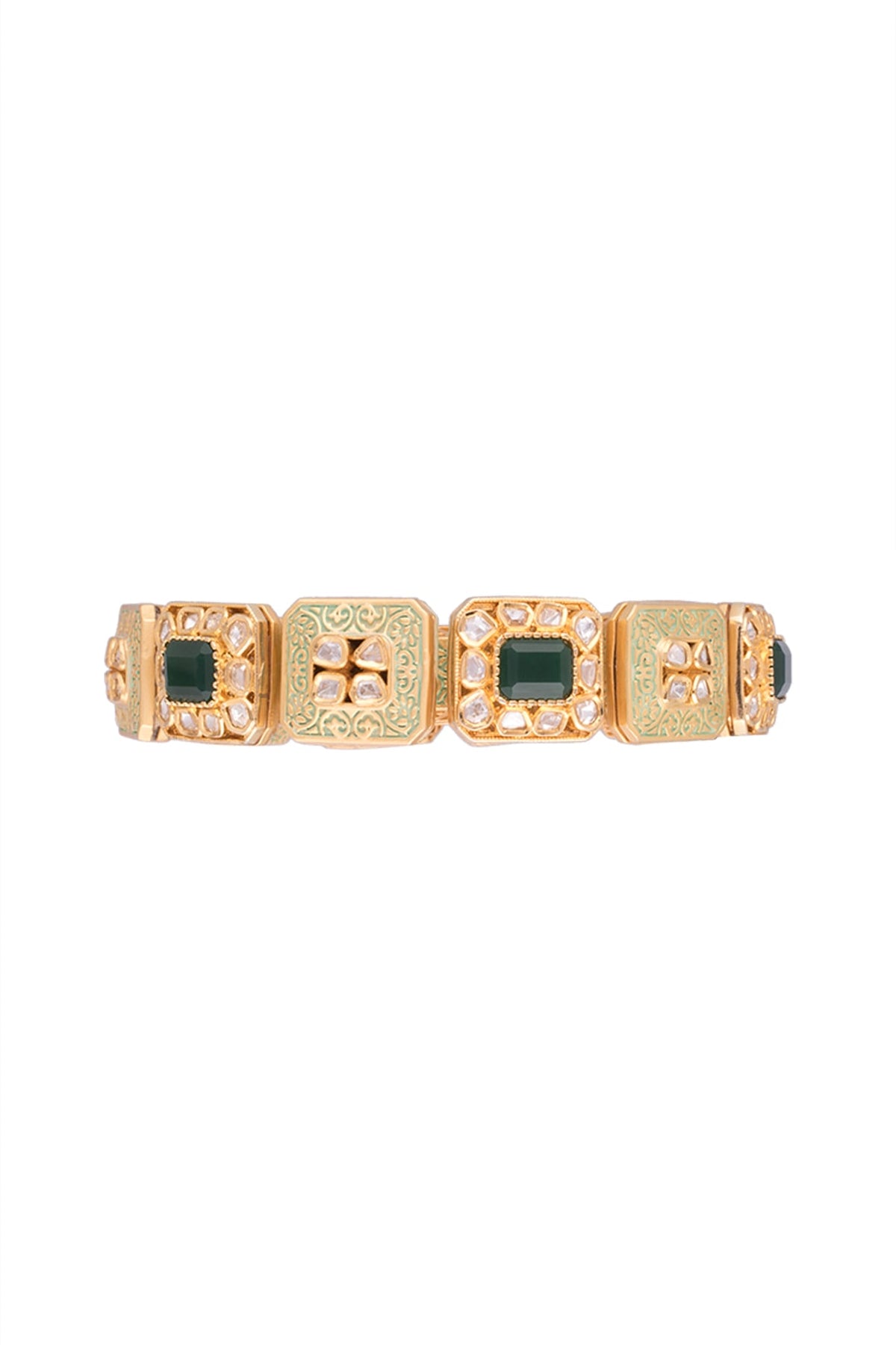 Gold Finish Meenakari Openable Kada Bangle
