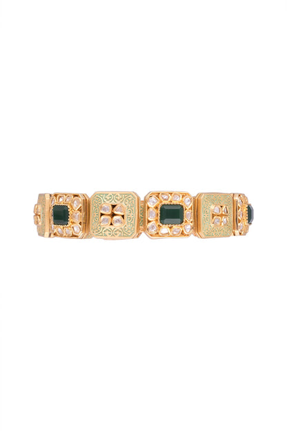 Gold Finish Meenakari Openable Kada Bangle