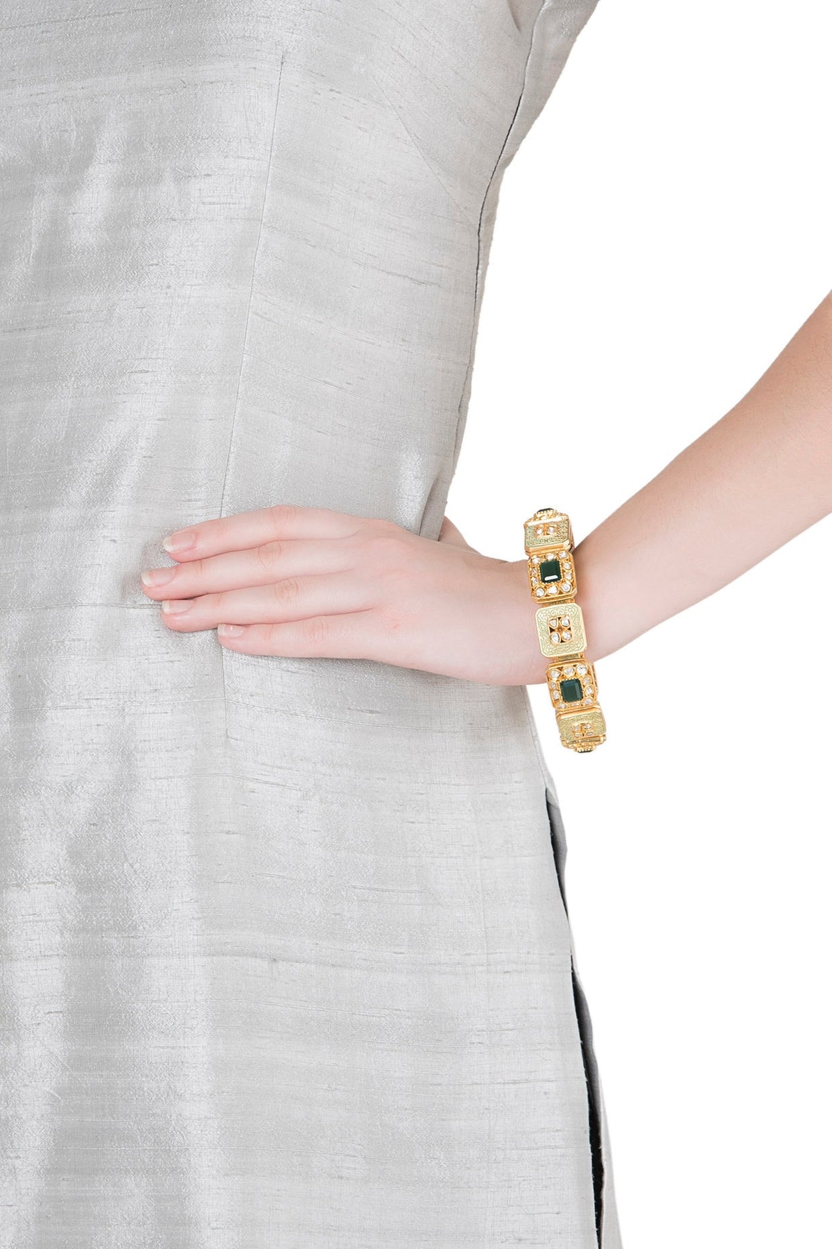 Gold Finish Meenakari Openable Kada Bangle