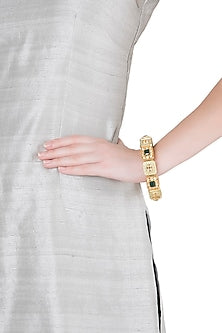 Gold Finish Meenakari Openable Kada Bangle