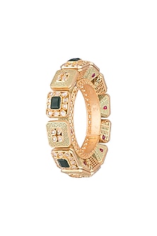 Gold Finish Meenakari Openable Kada Bangle