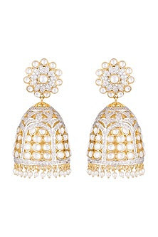 Gold Finish Kundan & CZ Diamonds Earrings