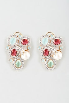 Rose Gold Finish Zircons Earrings