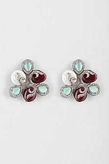 Black Rhodium Finish Zircons Earrings
