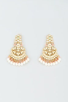 Gold Finish Kundan Polki & Drop Chandbaali Earrings