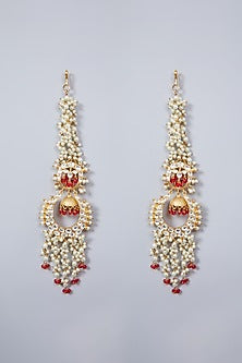 Gold Finish Earrings With Beads