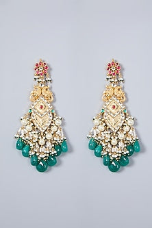 Gold Finish Kundan Polki Pendant Necklace Set