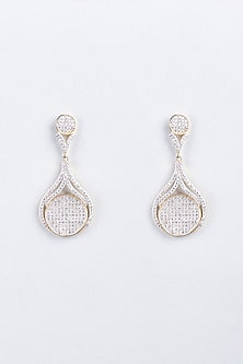 Two Tone Finish Zircons Earrings