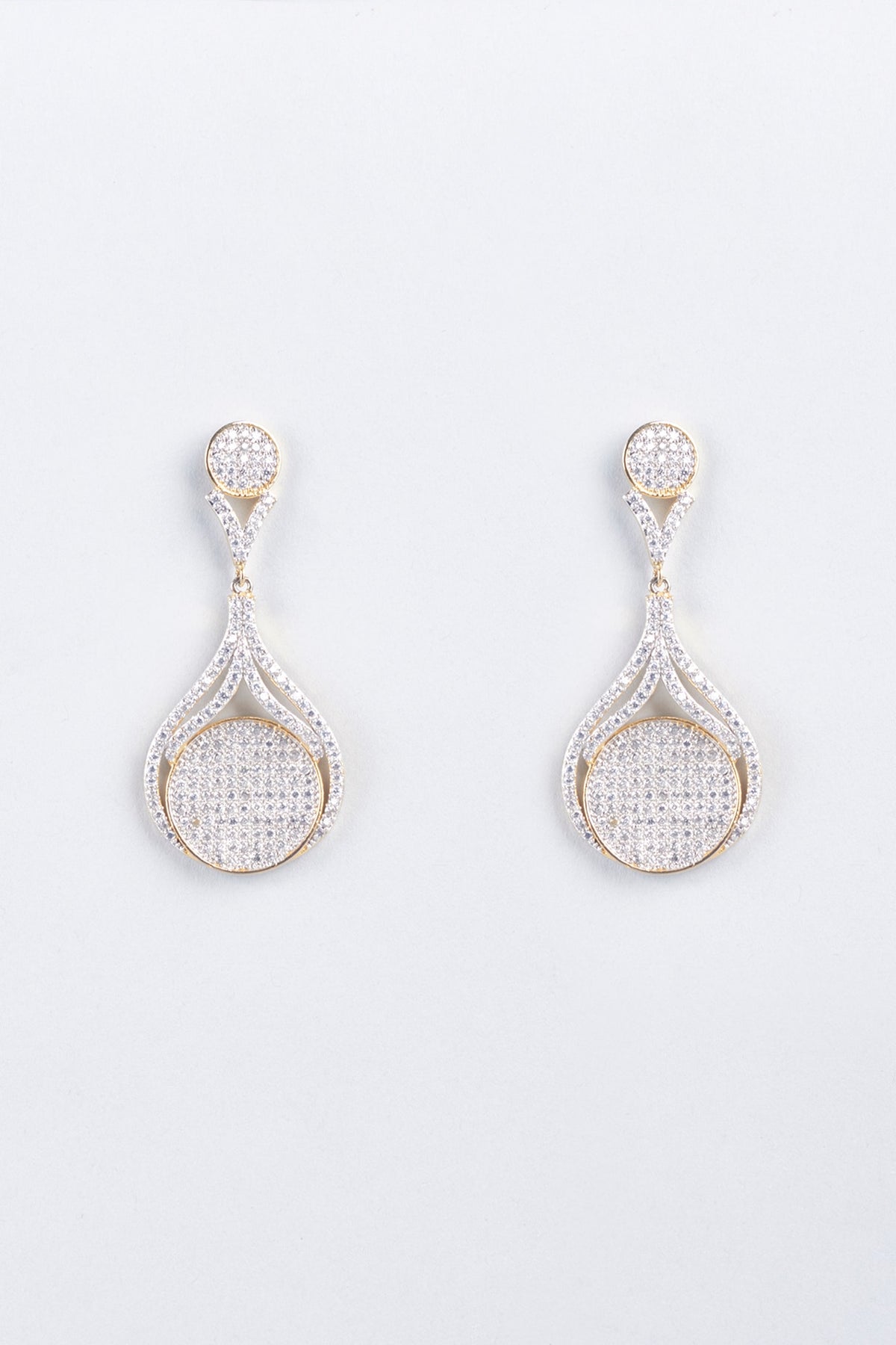 Two Tone Finish Zircons Earrings
