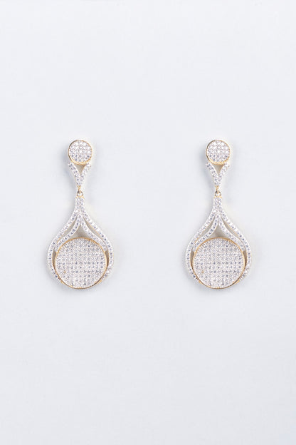 Two Tone Finish Zircons Earrings