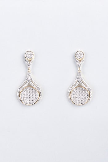Two Tone Finish Zircons Earrings