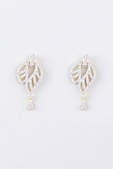 Two Tone Finish Zircon Pendant With Earrings