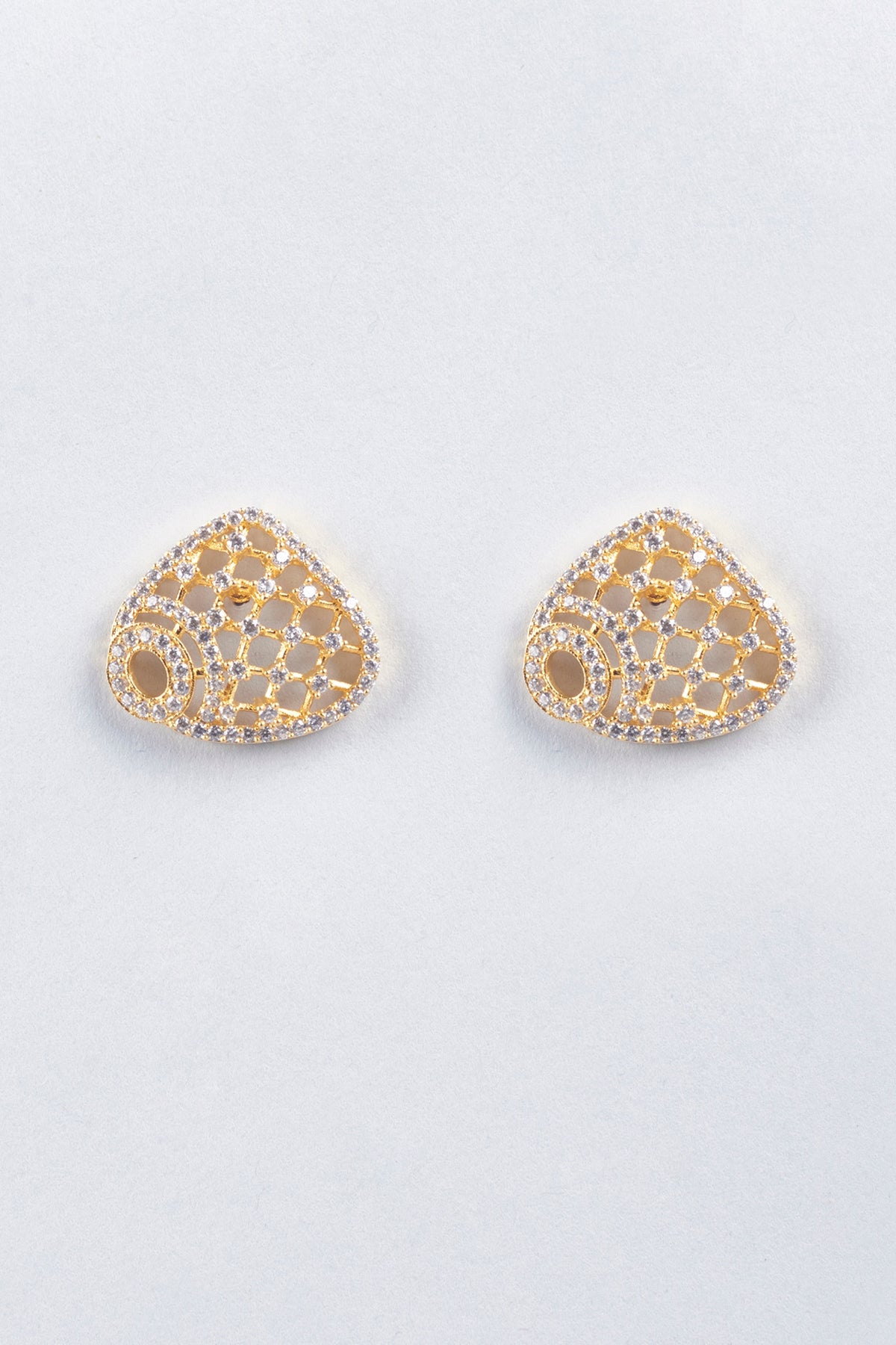 Gold Finish Zircons Pendant With Earrings