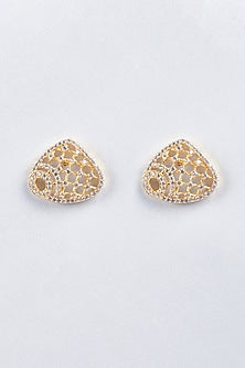 Gold Finish Zircons Pendant With Earrings