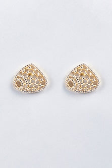 Gold Finish Zircons Pendant With Earrings