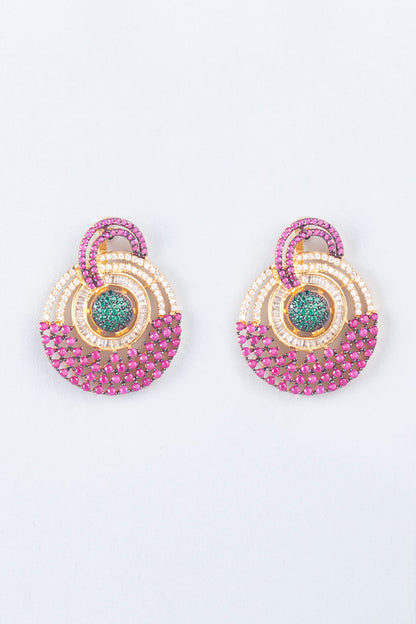 Two Tone Finish Pendant With Earrings