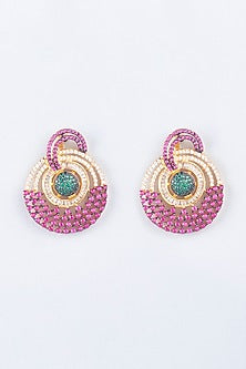 Two Tone Finish Pendant With Earrings