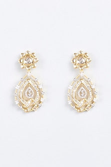 Gold Finish Pendant With Earrings